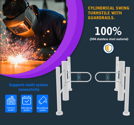 HCW Stainless Steel Swing Turnstile Gate with Adjustable Channel Width (600-1250mm) and 5 Million Cycle Lifespan for High Traffic Areas
