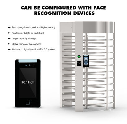 HCW 304 Stainless Steel Full Height Turnstile with 2400*1500*2300mm Dimensions and 40 People/Minute Passage Speed