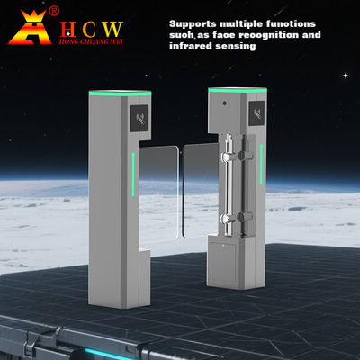 HCW Swing Turnstile Gate With Biometric Speed Barrier Double Channel สําหรับการเข้าถึงคนเดิน