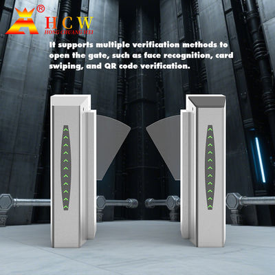 25W Flap Barrier Turnstile Gate With Card Reader Infrared Mechanical Anti Pinch