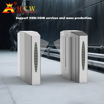 HCW Wing Gate Turnstile Biometric Access Control Rs232 เดินเท้าต่อต้านการบดสําหรับอาคารสํานักงาน