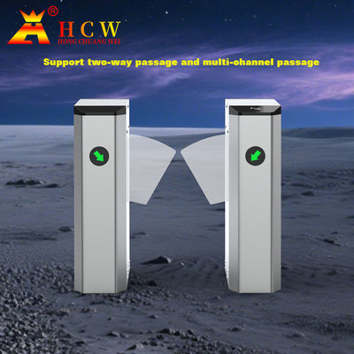 ประตูหมุนรักษาความปลอดภัยสำหรับควบคุมการเข้าออกของคนเดินเท้า HCW Wing Gates 304ss IP42 พร้อมการจดจำใบหน้า